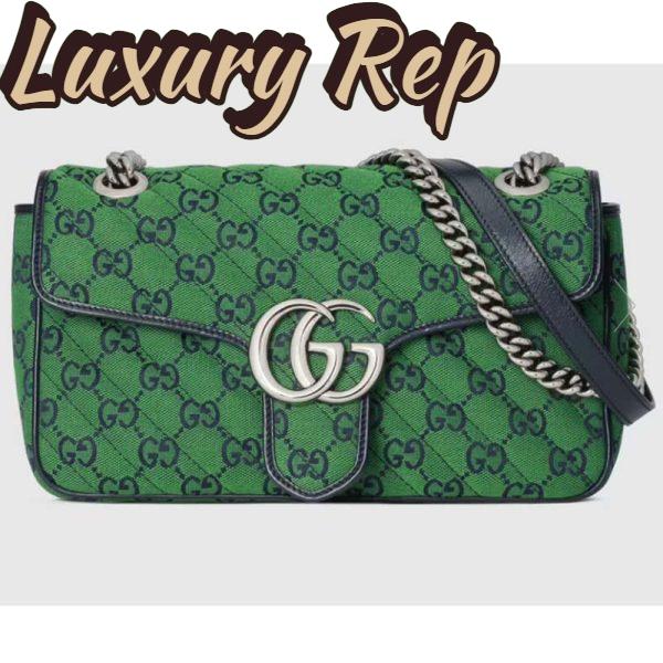 Replica Gucci Women GG Marmont Multicolor Small Shoulder Bag Green Double G 2