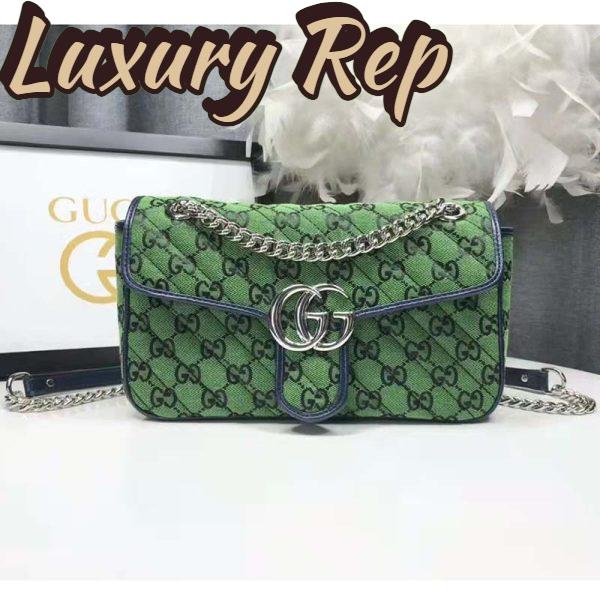 Replica Gucci Women GG Marmont Multicolor Small Shoulder Bag Green Double G 3