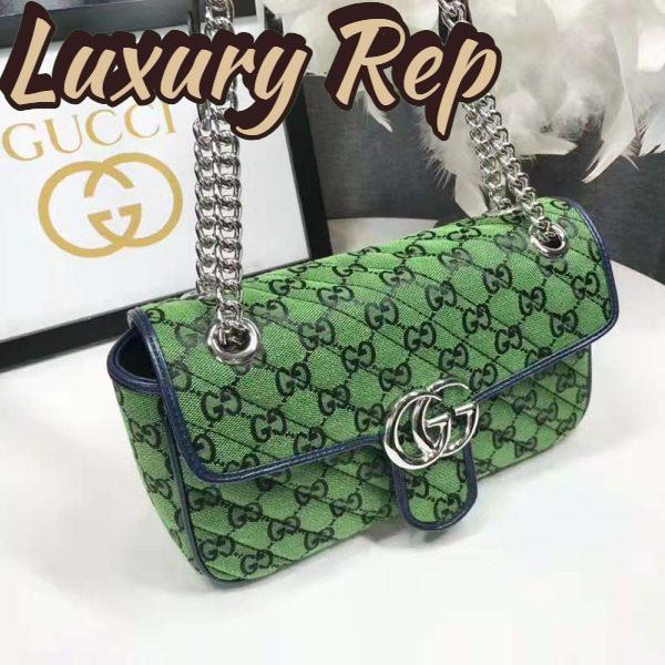 Replica Gucci Women GG Marmont Multicolor Small Shoulder Bag Green Double G 4