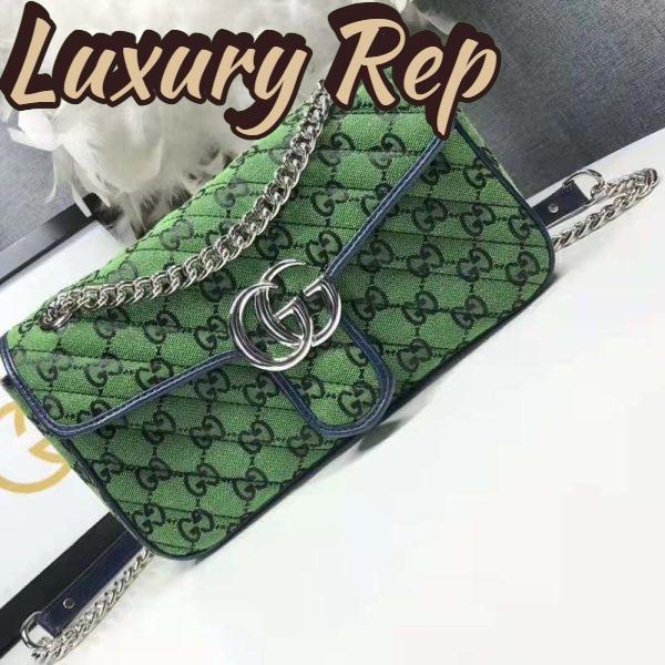 Replica Gucci Women GG Marmont Multicolor Small Shoulder Bag Green Double G 6
