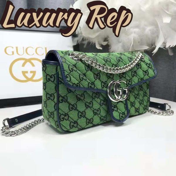 Replica Gucci Women GG Marmont Multicolor Small Shoulder Bag Green Double G 7
