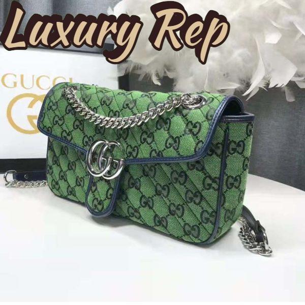 Replica Gucci Women GG Marmont Multicolor Small Shoulder Bag Green Double G 8