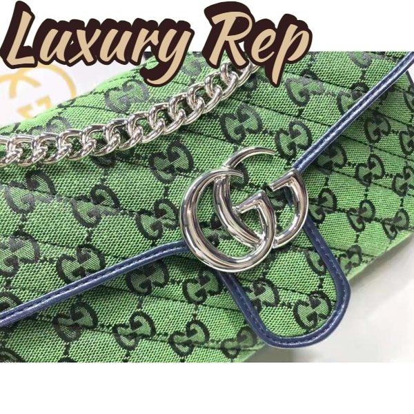 Replica Gucci Women GG Marmont Multicolor Small Shoulder Bag Green Double G 10
