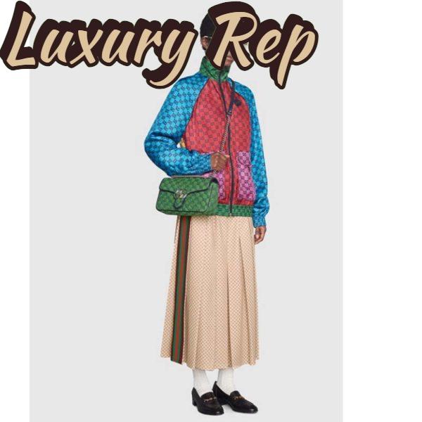 Replica Gucci Women GG Marmont Multicolor Small Shoulder Bag Green Double G 12