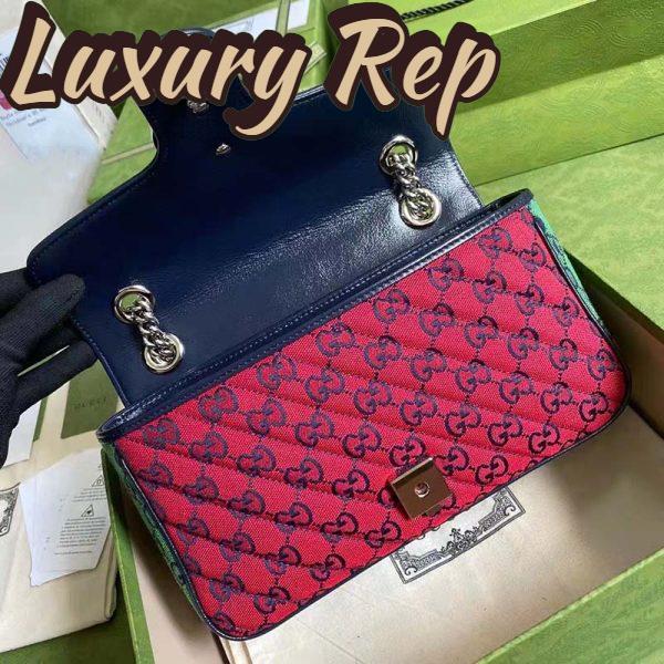 Replica Gucci Women GG Marmont Multicolor Small Shoulder Bag Pink Red Canvas 7