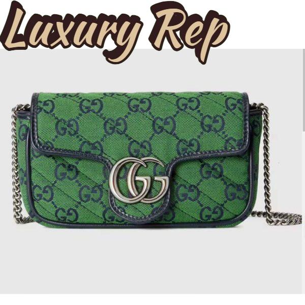Replica Gucci Women GG Marmont Multicolor Super Mini Bag Green Double G