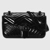 Replica Gucci Women GG Marmont Patent Small Shoulder Bag Black Matelassé Chevron Leather