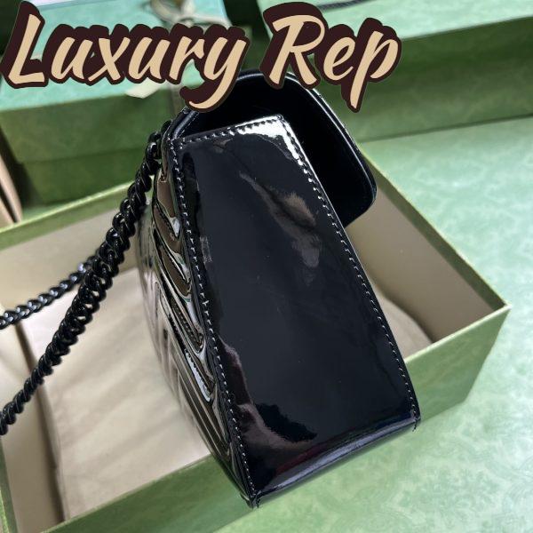 Replica Gucci Women GG Marmont Patent Small Shoulder Bag Black Matelassé Chevron Leather 5