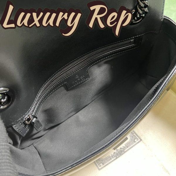 Replica Gucci Women GG Marmont Patent Small Shoulder Bag Black Matelassé Chevron Leather 11