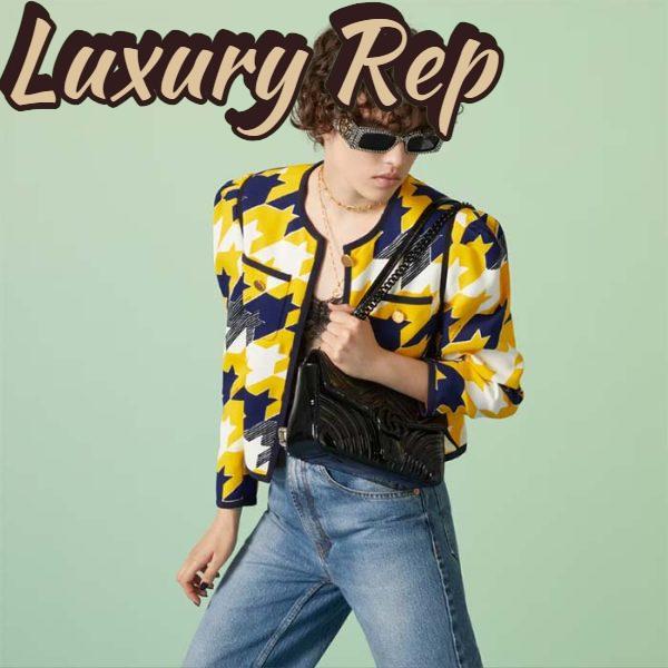 Replica Gucci Women GG Marmont Patent Small Shoulder Bag Black Matelassé Chevron Leather 12