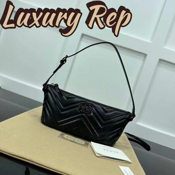 Replica Gucci Women GG Marmont Shoulder Bag Black Matelassé Chevron Leather 3