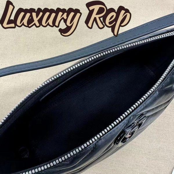 Replica Gucci Women GG Marmont Shoulder Bag Black Matelassé Chevron Leather 9
