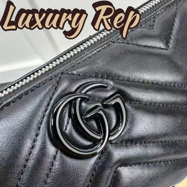 Replica Gucci Women GG Marmont Shoulder Bag Black Matelassé Chevron Leather 10