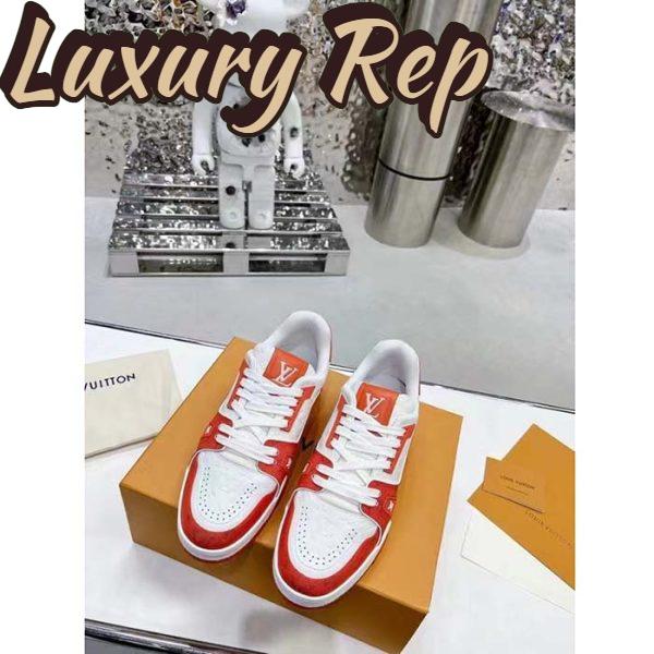 Replica Louis Vuitton Unisex LV Trainer Sneaker Orange Mini Monogram Embossed Calf Leather 4