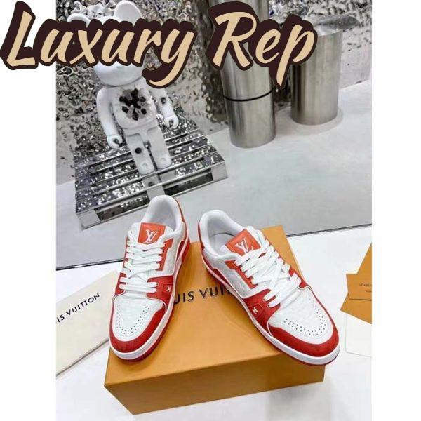 Replica Louis Vuitton Unisex LV Trainer Sneaker Orange Mini Monogram Embossed Calf Leather 6