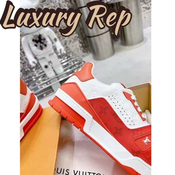 Replica Louis Vuitton Unisex LV Trainer Sneaker Orange Mini Monogram Embossed Calf Leather 10