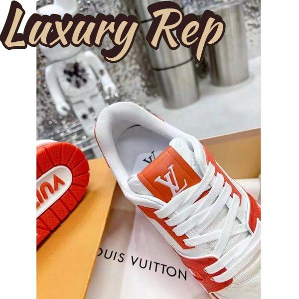 Replica Louis Vuitton Unisex LV Trainer Sneaker Orange Mini Monogram Embossed Calf Leather 11