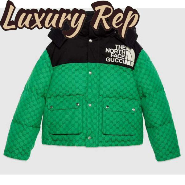 Replica Gucci Women The North Face x Gucci Padded Jacket Green Ebony GG Canvas