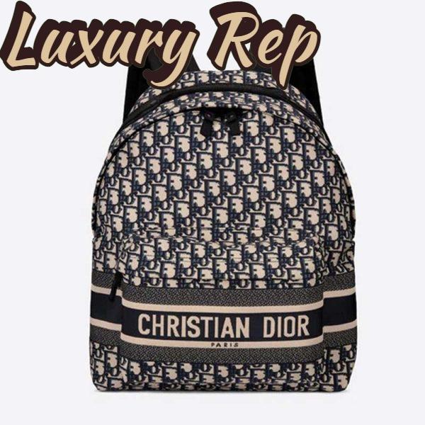 Replica Dior Unisex Diortravel Backpack Blue Dior Oblique Jacquard ‘Christian Dior’