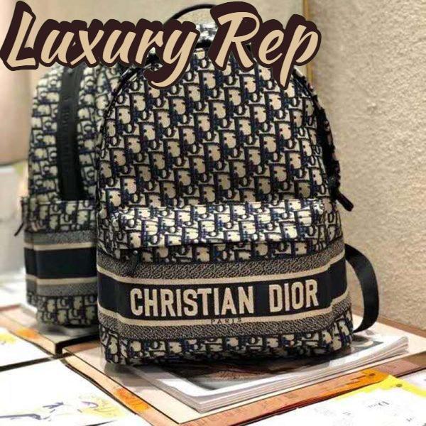Replica Dior Unisex Diortravel Backpack Blue Dior Oblique Jacquard ‘Christian Dior’ 3