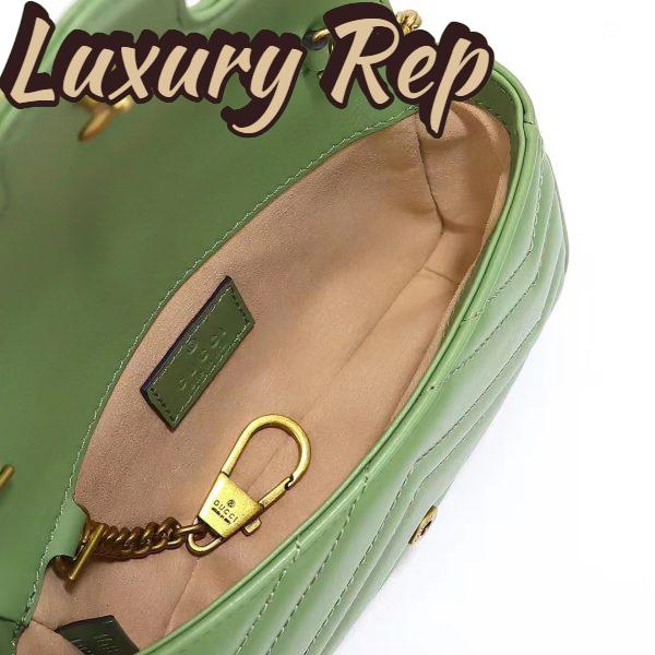 Replica Gucci Women GG Marmont Matelassé Super Mini Bag Sage Green Chevron Leather 8