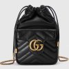 Replica Gucci Women GG Marmont Mini Bucket Bag Red Matelassé Chevron Leather Double G 14