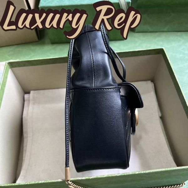 Replica Gucci Women GG Marmont Mini Bucket Bag Black Matelassé Chevron Leather Double G 7