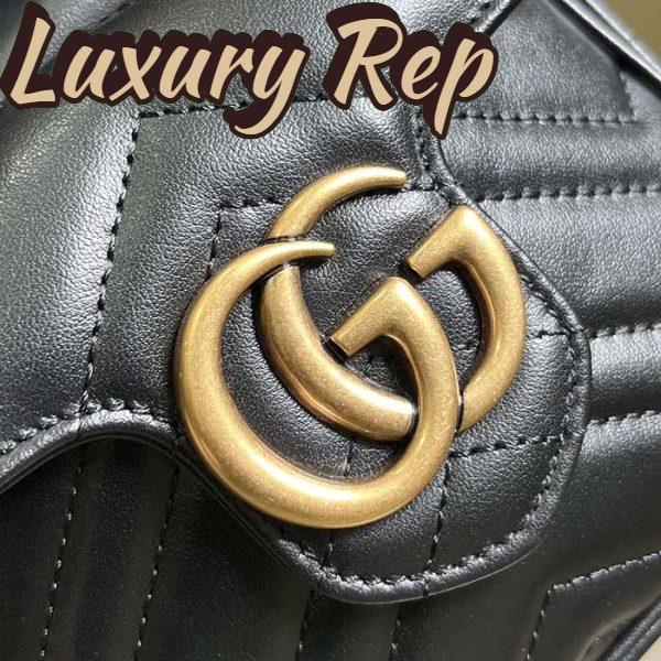 Replica Gucci Women GG Marmont Mini Bucket Bag Black Matelassé Chevron Leather Double G 10