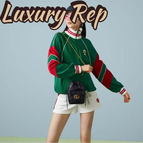 Replica Gucci Women GG Marmont Mini Bucket Bag Black Matelassé Chevron Leather Double G 12