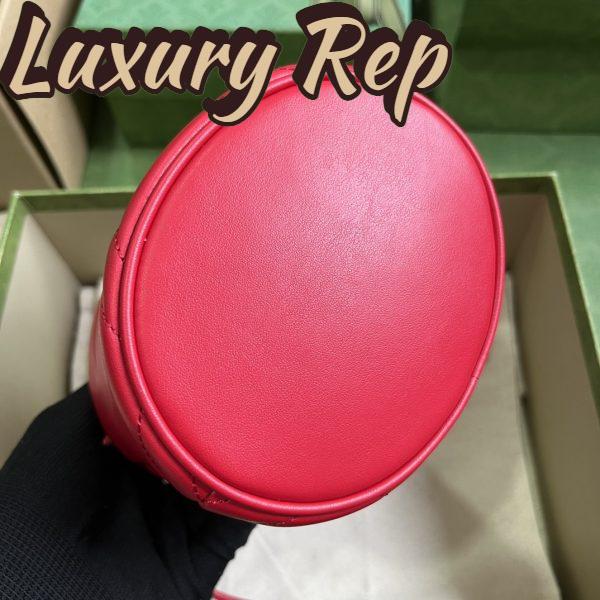 Replica Gucci Women GG Marmont Mini Bucket Bag Red Matelassé Chevron Leather Double G 9