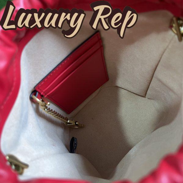 Replica Gucci Women GG Marmont Mini Bucket Bag Red Matelassé Chevron Leather Double G 11