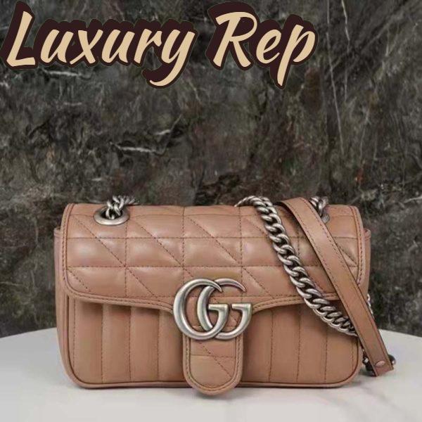 Replica Gucci Women GG Marmont Mini Shoulder Bag Beige Double G Matelassé 4
