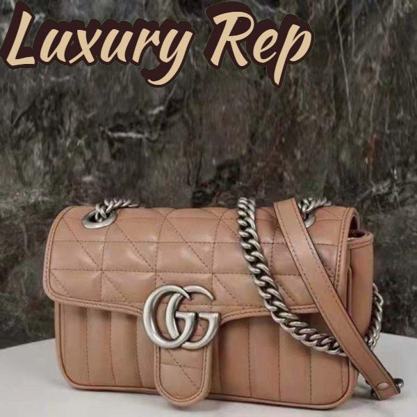 Replica Gucci Women GG Marmont Mini Shoulder Bag Beige Double G Matelassé 5