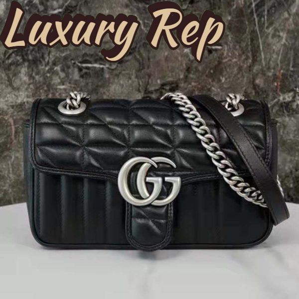 Replica Gucci Women GG Marmont Mini Shoulder Bag Black Double G Matelassé 4