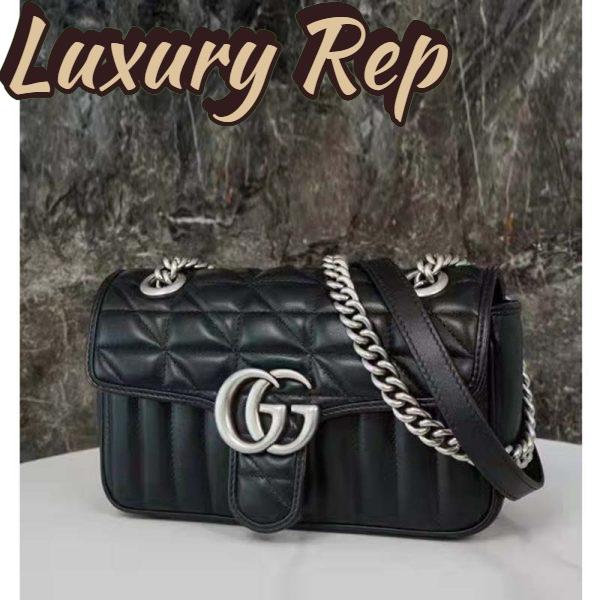 Replica Gucci Women GG Marmont Mini Shoulder Bag Black Double G Matelassé 5