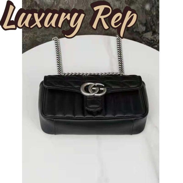 Replica Gucci Women GG Marmont Mini Shoulder Bag Black Double G Matelassé 6