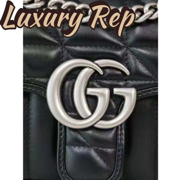 Replica Gucci Women GG Marmont Mini Shoulder Bag Black Double G Matelassé 9