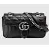 Replica Gucci Women GG Marmont Mini Shoulder Bag Black Matelassé Chevron Double G Leather 15
