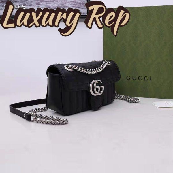 Replica Gucci Women GG Marmont Mini Shoulder Bag Black Double G Matelassé Leather 5