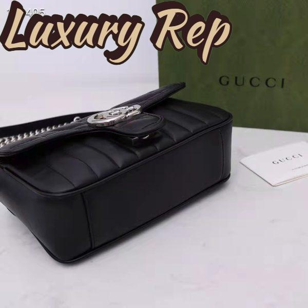 Replica Gucci Women GG Marmont Mini Shoulder Bag Black Double G Matelassé Leather 6