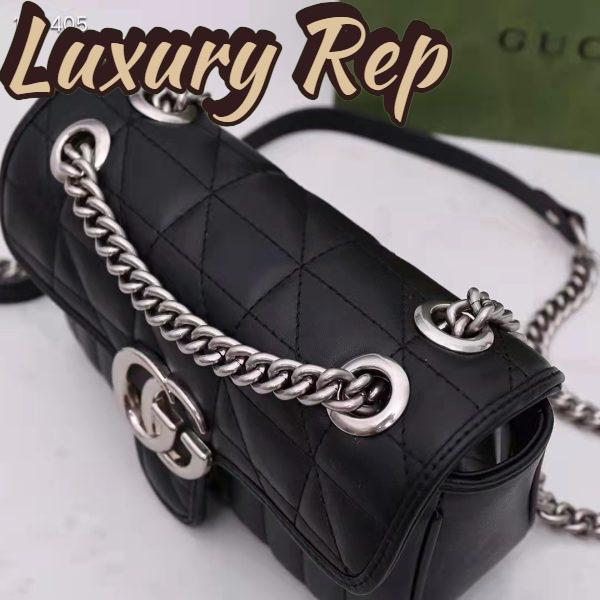 Replica Gucci Women GG Marmont Mini Shoulder Bag Black Double G Matelassé Leather 7