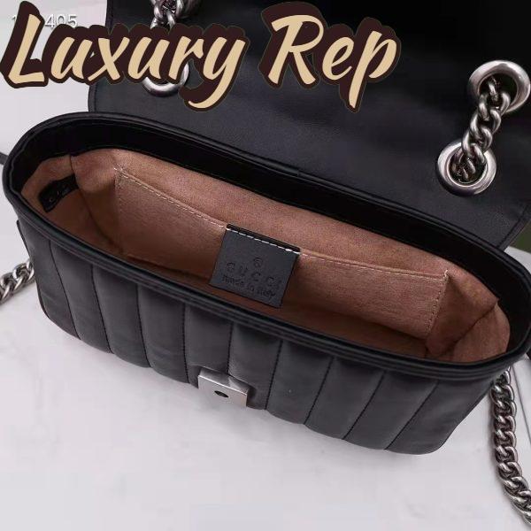 Replica Gucci Women GG Marmont Mini Shoulder Bag Black Double G Matelassé Leather 8