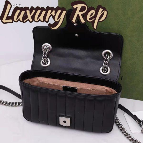 Replica Gucci Women GG Marmont Mini Shoulder Bag Black Double G Matelassé Leather 10