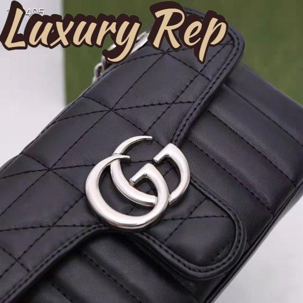 Replica Gucci Women GG Marmont Mini Shoulder Bag Black Double G Matelassé Leather 11