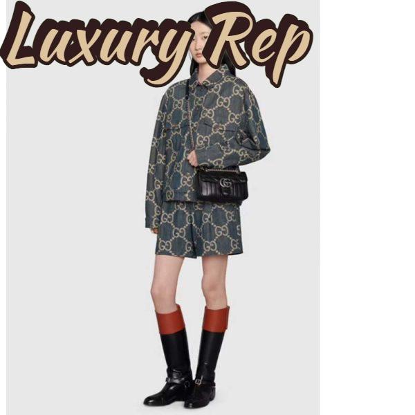 Replica Gucci Women GG Marmont Mini Shoulder Bag Black Double G Matelassé Leather 12