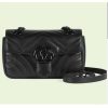 Replica Gucci Women GG Marmont Mini Shoulder Bag Black Matelassé Chevron Leather Double G 14