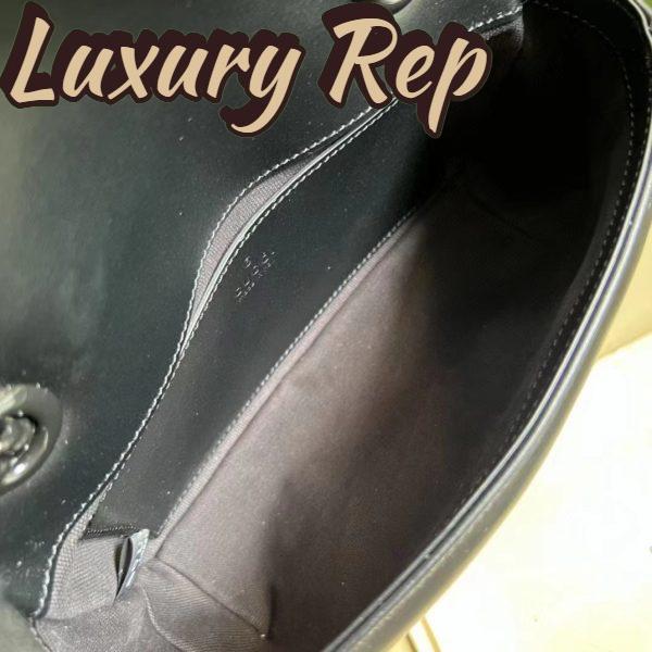 Replica Gucci Women GG Marmont Mini Shoulder Bag Black Matelassé Chevron Double G Leather 11