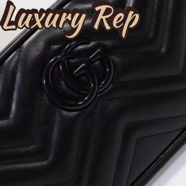 Replica Gucci Women GG Marmont Mini Shoulder Bag Black Matelassé Chevron Leather Double G 10