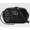 Replica Gucci Women GG Marmont Mini Shoulder Bag Black Matelassé Chevron Leather Double G 13