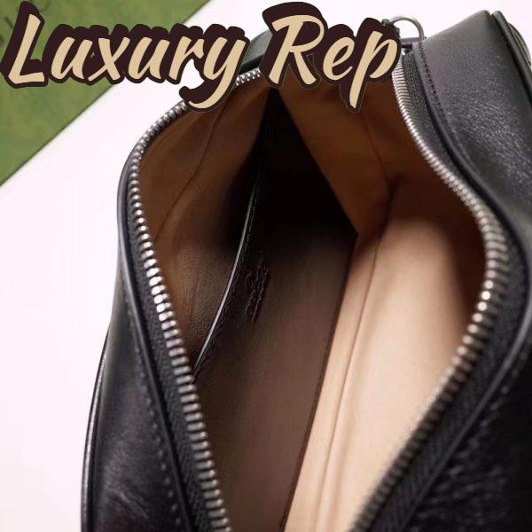 Replica Gucci Women GG Marmont Mini Shoulder Bag Black Matelassé Leather Double G 9